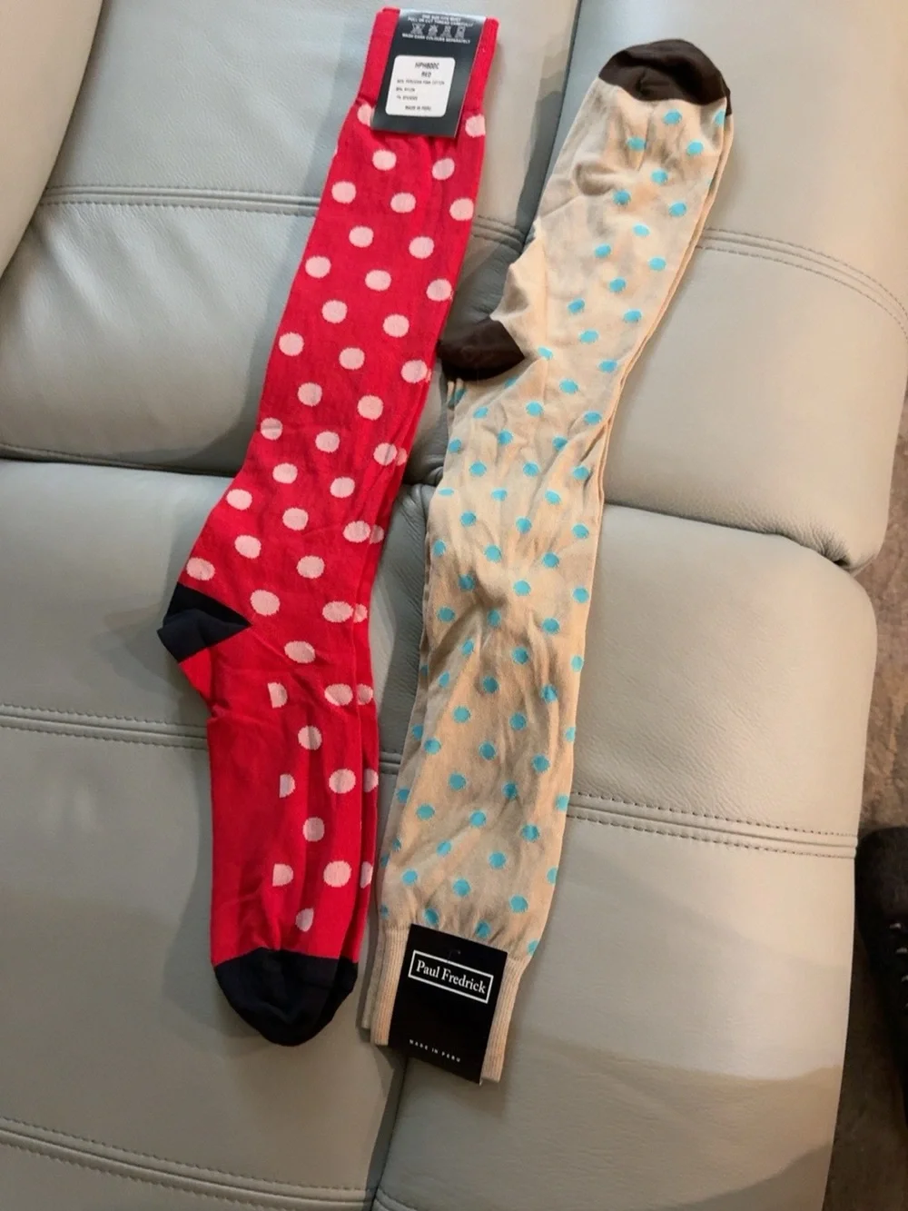NWT Paul Fredrick Pima Cotton Polka Dot Dress Socks 2 Pair Made in Peru
